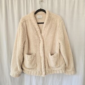 Urban Outfitters UO Teddy Snap Cream Jacket Size Small